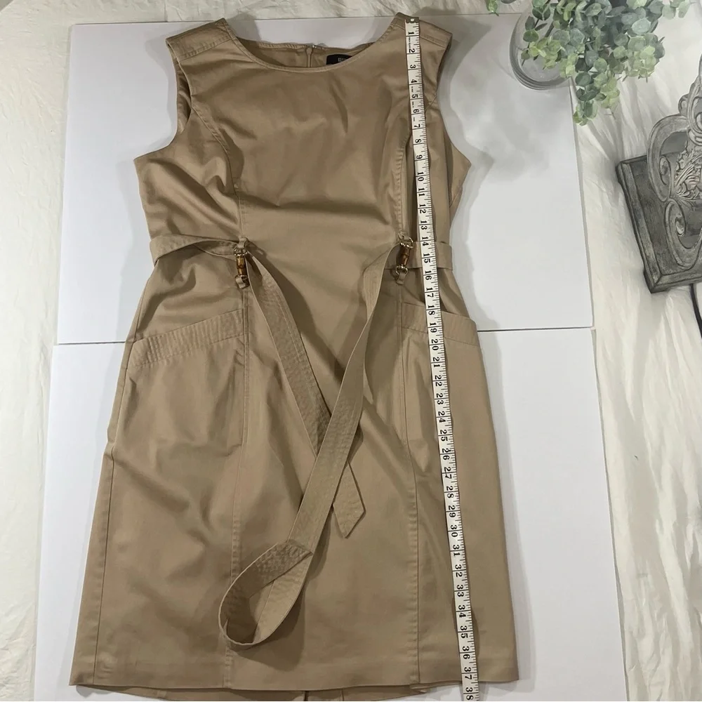 Ellen Tracy Khaki Pencil Belted Sleeveless Work Dress Women’s Size 16 - Picture 10 of 16